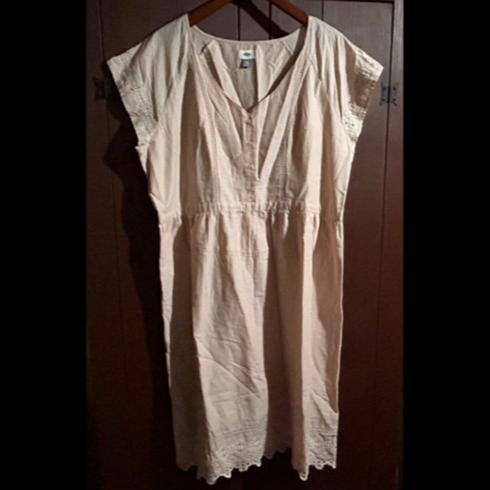 Old Navy Cap Sleeve Eyelet Trim Midi Dress Blushin Up Pink Size XXL